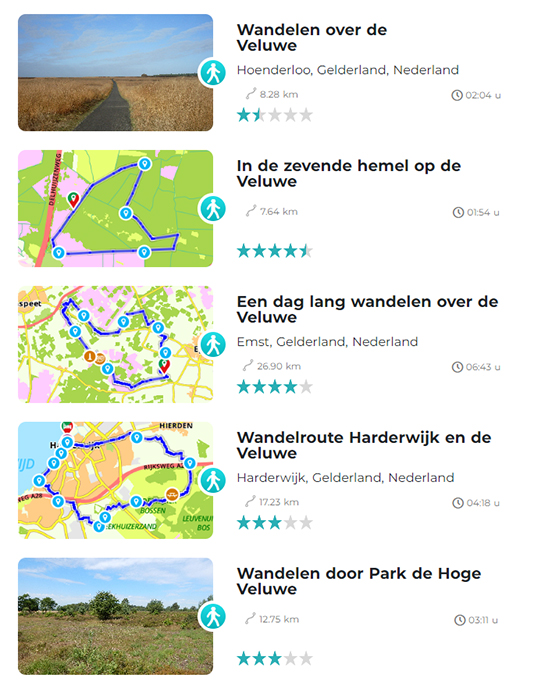 wandelen route veluwe